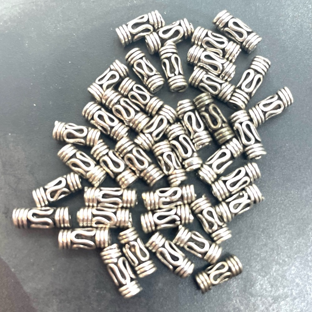 Sterling Bali Scrollwork Tube Bead Lot of 10